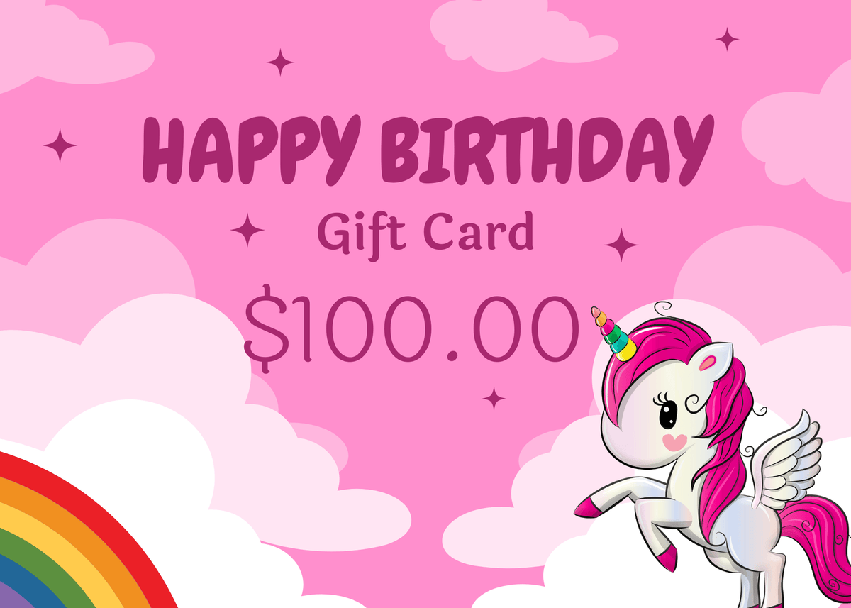Unicorns and Rainbows Birthday Gift Card  *