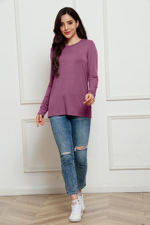 Basic Bae Full Size Round Neck Long Sleeve Top *