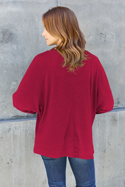 Double Take Full Size Round Neck Long Sleeve T-Shirt *