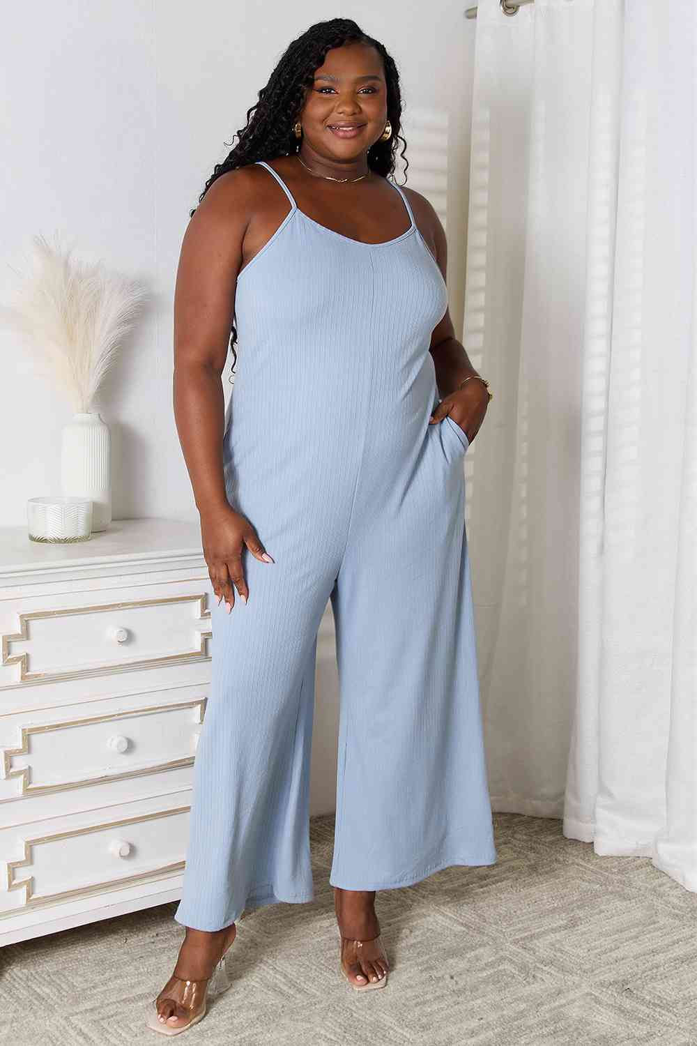 Basic Bae Full Size Spaghetti Strap V-Neck Jumpsuit *