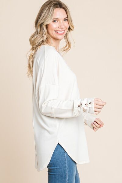 Culture Code Full Size V-Neck Dropped Shoulder Blouse *