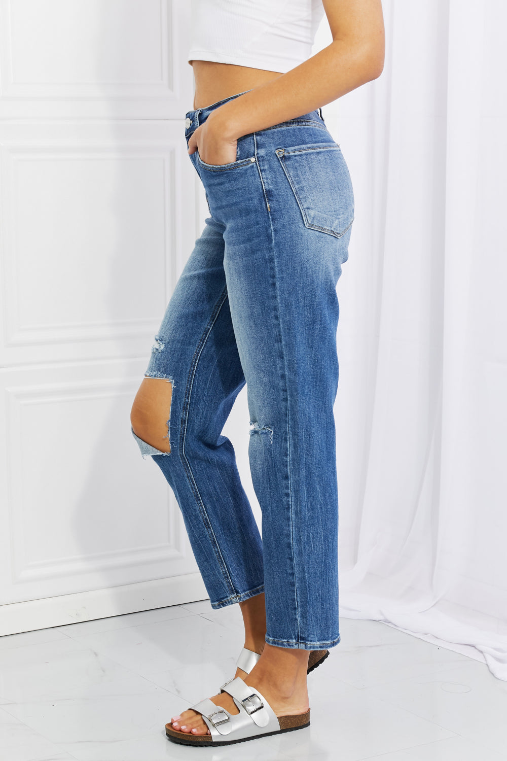 RISEN Full Size Emily High Rise Relaxed Jeans *
