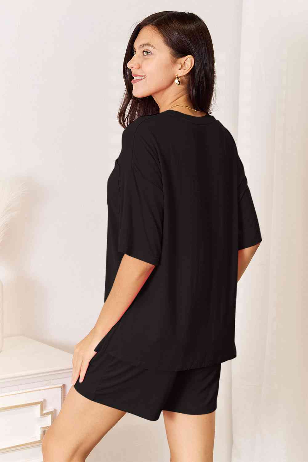 Basic Bae Full Size Soft Rayon Half Sleeve Top and Shorts Set *