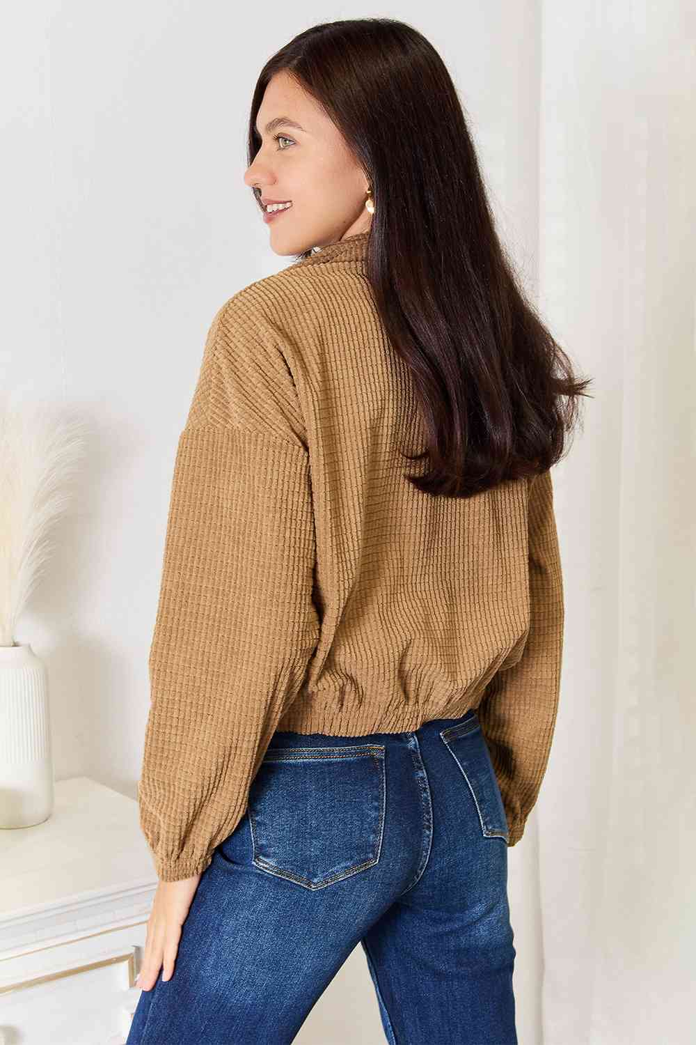 Double Take Long Sleeve Dropped Shoulder Jacket *