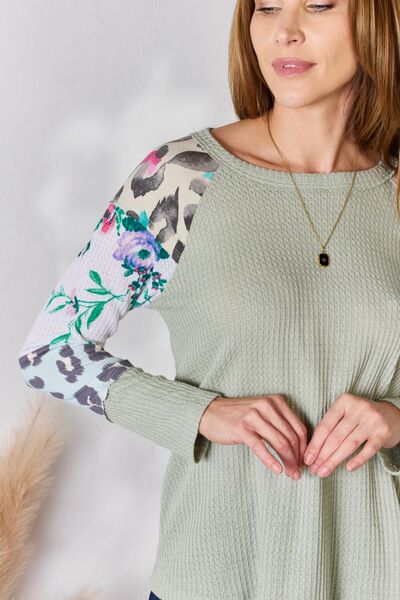 Hailey & Co Full Size Printed Round Neck Blouse *