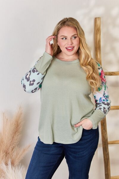 Hailey & Co Full Size Printed Round Neck Blouse *