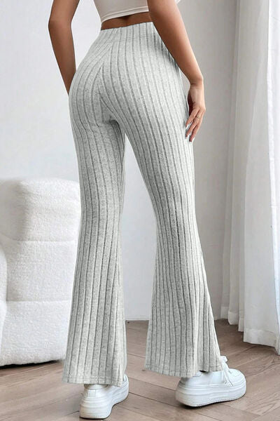 Basic Bae Full Size Ribbed High Waist Flare Pants *
