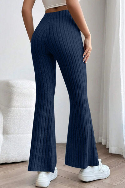 Basic Bae Full Size Ribbed High Waist Flare Pants *