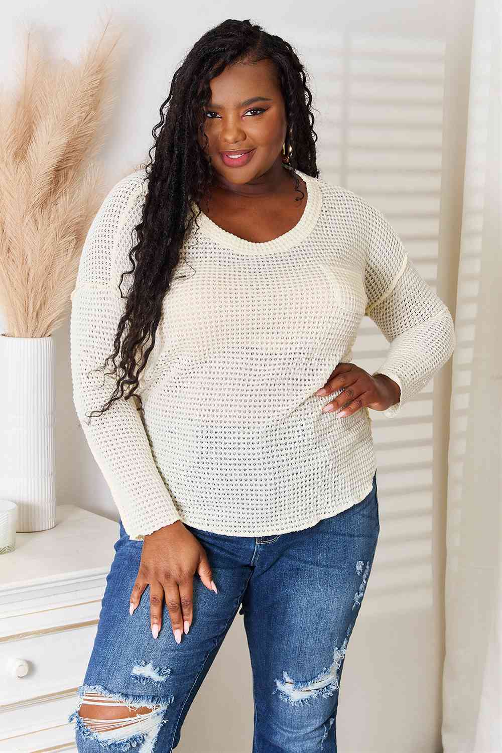Culture Code Full Size Scoop Neck Patch Pocket Top *