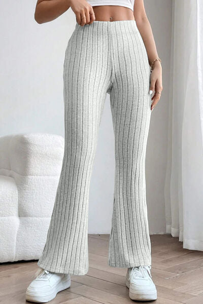 Basic Bae Full Size Ribbed High Waist Flare Pants *