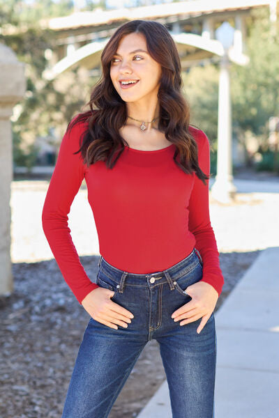 Basic Bae Full Size Round Neck Long Sleeve Bodysuit *