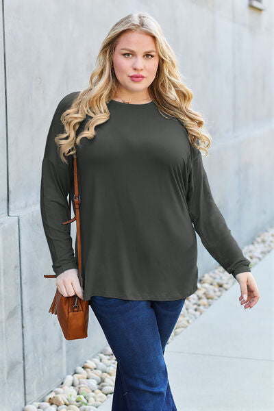 Basic Bae Full Size Round Neck Dropped Shoulder T-Shirt *