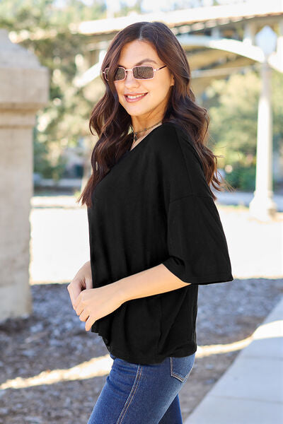 Basic Bae Full Size Round Neck Drop Shoulder T-Shirt *