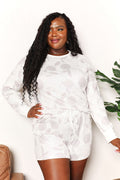 Double Take Floral Long Sleeve Top and Shorts Loungewear Set *