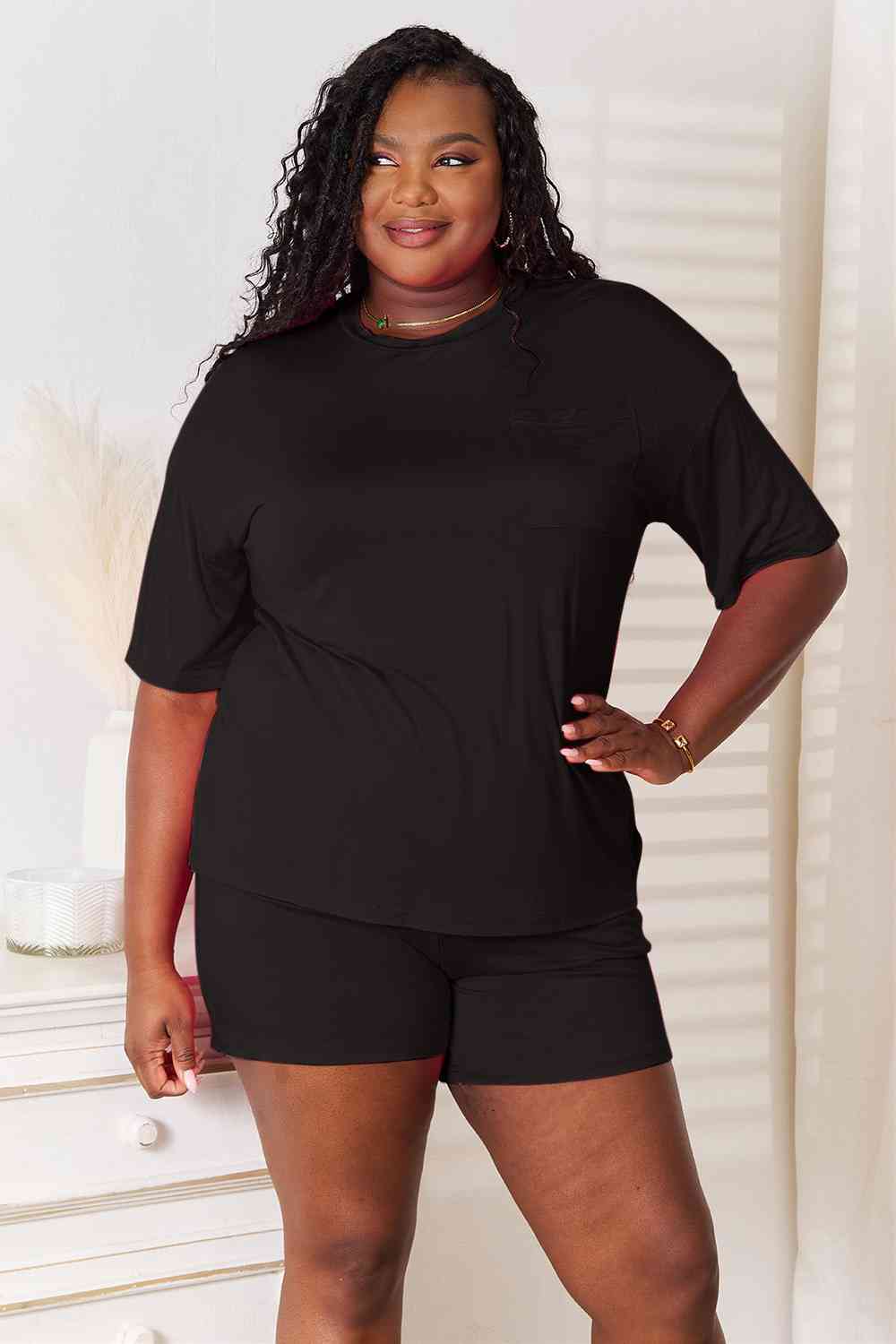 Basic Bae Full Size Soft Rayon Half Sleeve Top and Shorts Set *