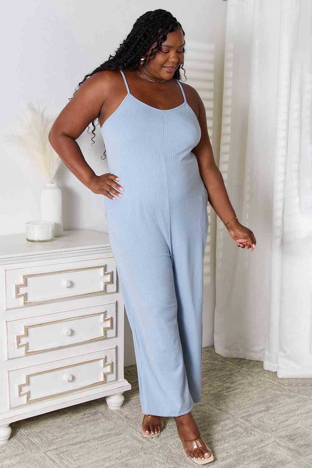Basic Bae Full Size Spaghetti Strap V-Neck Jumpsuit *