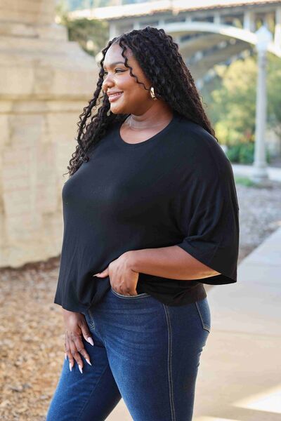Basic Bae Full Size Round Neck Drop Shoulder T-Shirt *