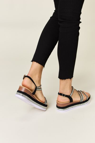 Forever Link Rhinestone Strappy Wedge Sandals *