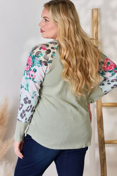 Hailey & Co Full Size Printed Round Neck Blouse *