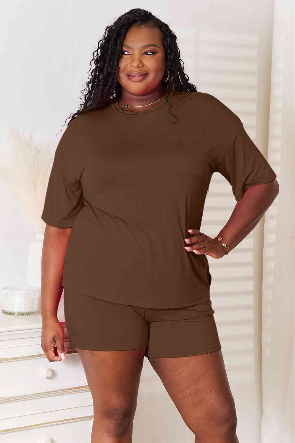 Basic Bae Full Size Soft Rayon Half Sleeve Top and Shorts Set *