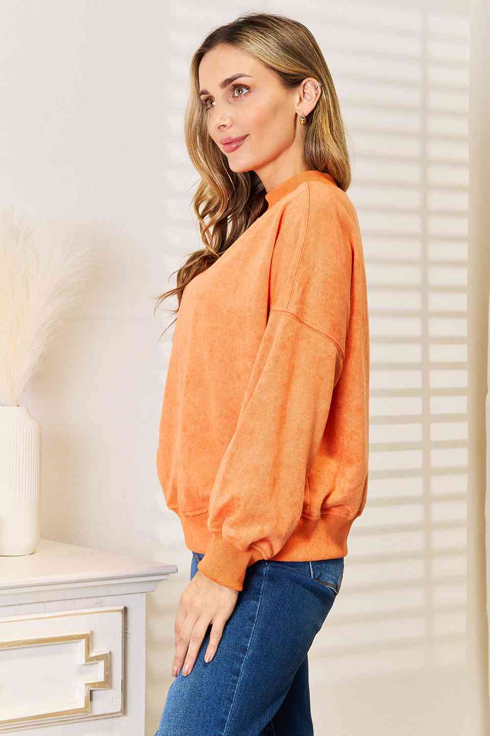 Basic Bae Round Neck Dropped Shoulder Sweatshirt *