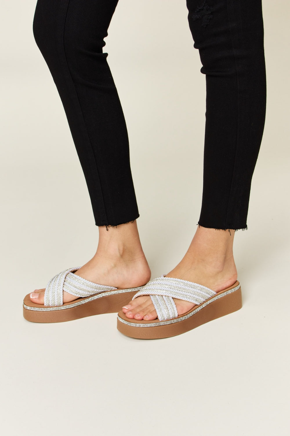 Forever Link Rhinestone Platform Wedge Sandals *