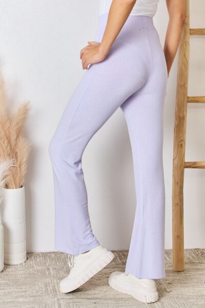 RISEN Full Size High Waist Ultra Soft Knit Flare Pants *