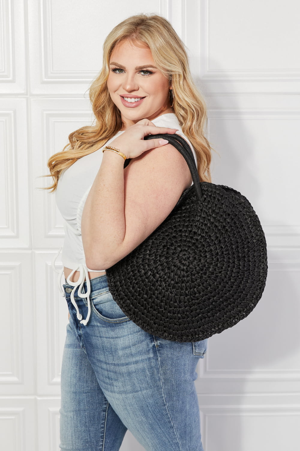 Justin Taylor Beach Date Straw Rattan Handbag *