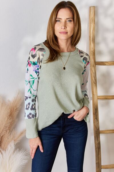 Hailey & Co Full Size Printed Round Neck Blouse *