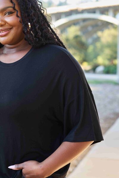 Basic Bae Full Size Round Neck Drop Shoulder T-Shirt *