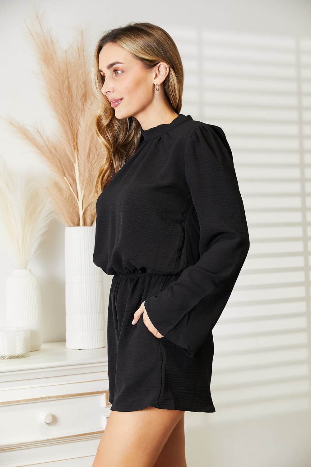 Culture Code Full Size Open Back Romper with Pockets *