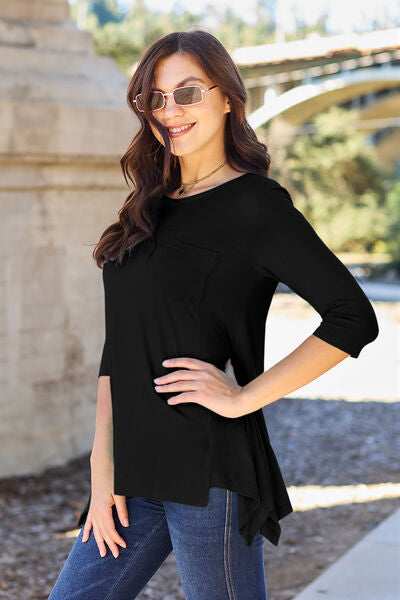 Basic Bae Full Size Round Neck Pocketed T-Shirt *