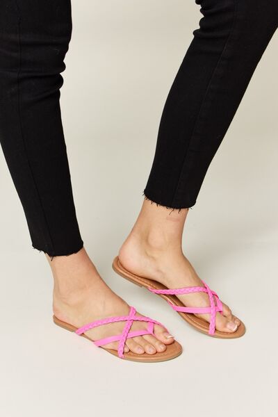WILD DIVA Crisscross PU Leather Open Toe Sandals *
