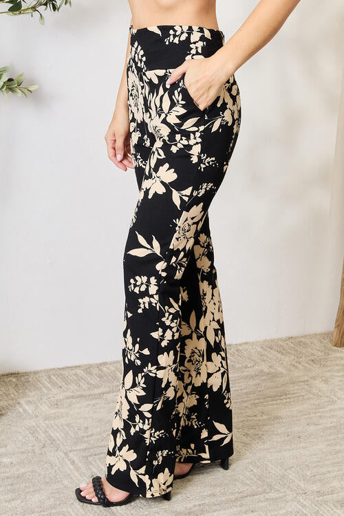 Heimish Full Size High Waist Floral Flare Pants *