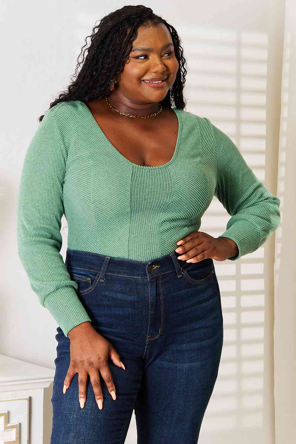 Basic Bae Scoop Neck Long Sleeve Top *