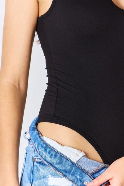 Zenana Microfiber Notched Sleeveless Bodysuit *