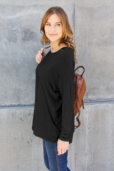 Basic Bae Full Size Round Neck Dropped Shoulder T-Shirt *