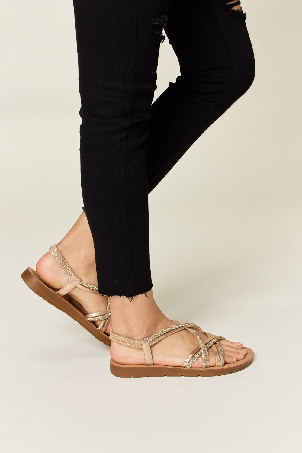 Forever Link Rhinestone Crisscross Flat Sandals *