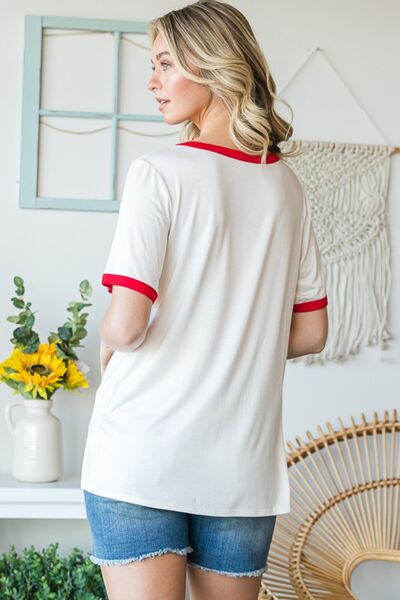 Heimish Full Size USA Contrast Trim Short Sleeve T-Shirt *