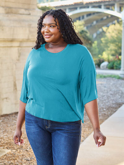 Basic Bae Full Size Round Neck Drop Shoulder T-Shirt *