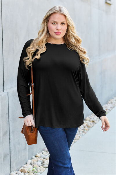 Basic Bae Full Size Round Neck Dropped Shoulder T-Shirt *