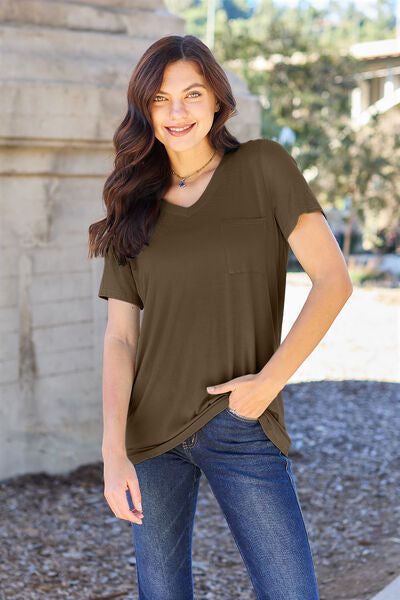 Basic Bae Full Size V-Neck Short Sleeve T-Shirt *