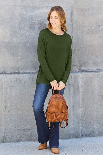 Basic Bae Full Size Round Neck Dropped Shoulder T-Shirt *