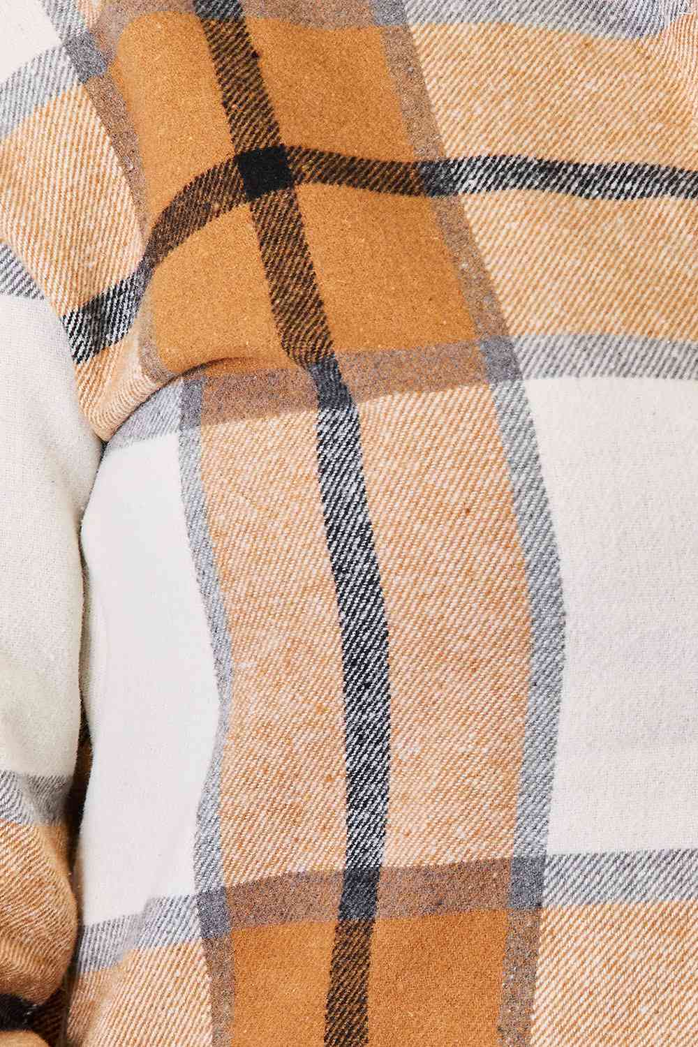 Double Take Plaid Print Dropped Shoulder Shirt *
