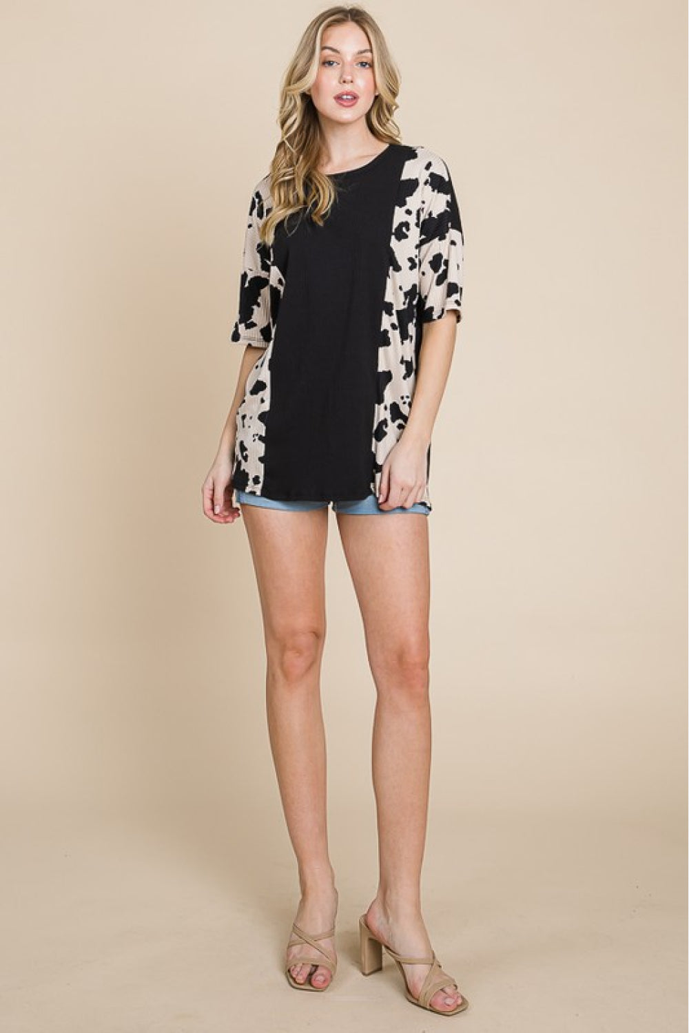 BOMBOM Rodeo Love Ribbed Animal Contrast Tee *