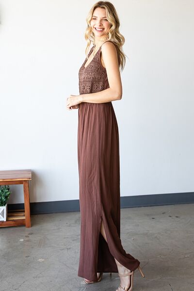 First Love Tie Back Sleeveless Slit Wide Leg Jumpsuit *