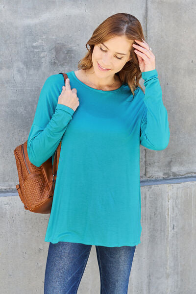 Basic Bae Full Size Round Neck Dropped Shoulder T-Shirt *