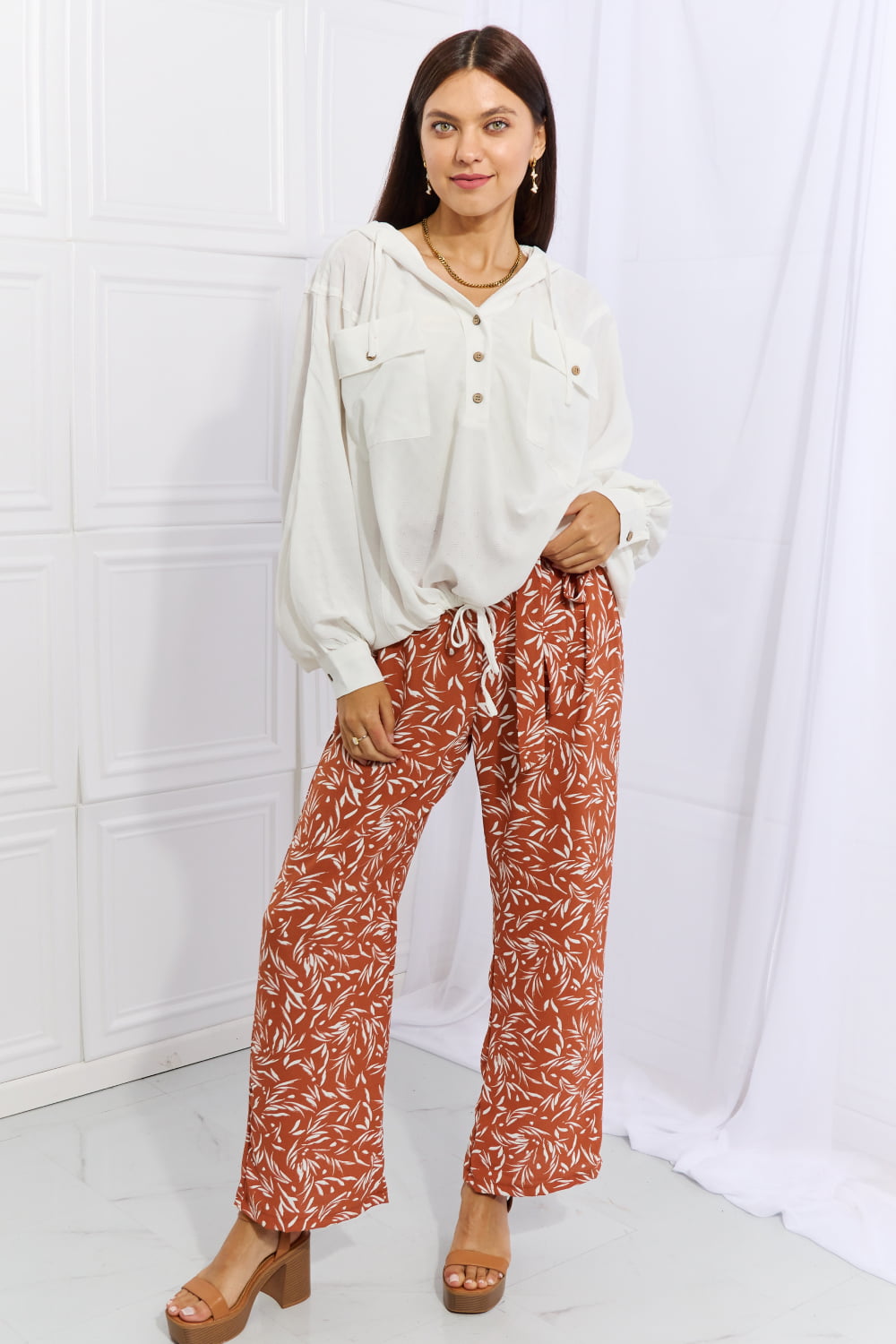 Heimish Right Angle Full Size Geometric Printed Pants *