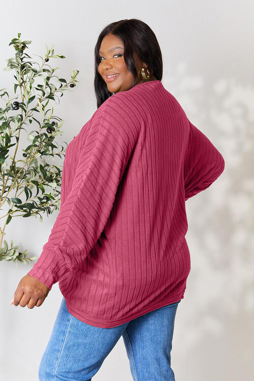 Basic Bae Full Size Ribbed Cocoon Cardigan *
