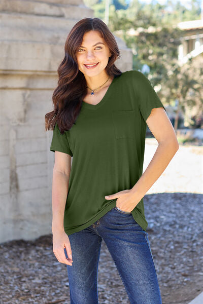 Basic Bae Full Size V-Neck Short Sleeve T-Shirt *